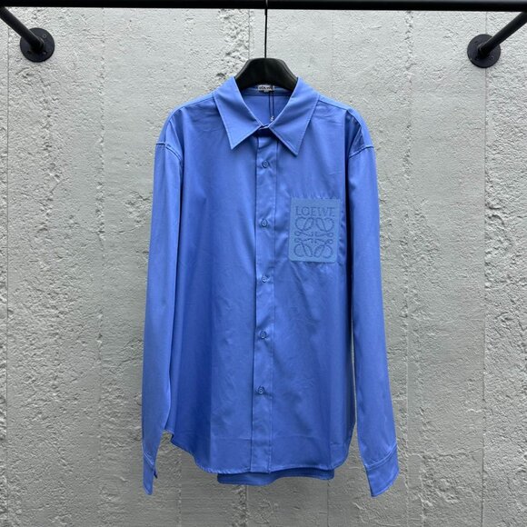 Loewe Couple's Embroidered Logo Chest Shirt Blue - Picture 3 of 16